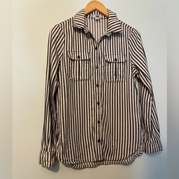 COPY Paige Striped Button Up Shirt Size Small - Picture 3 of 8
